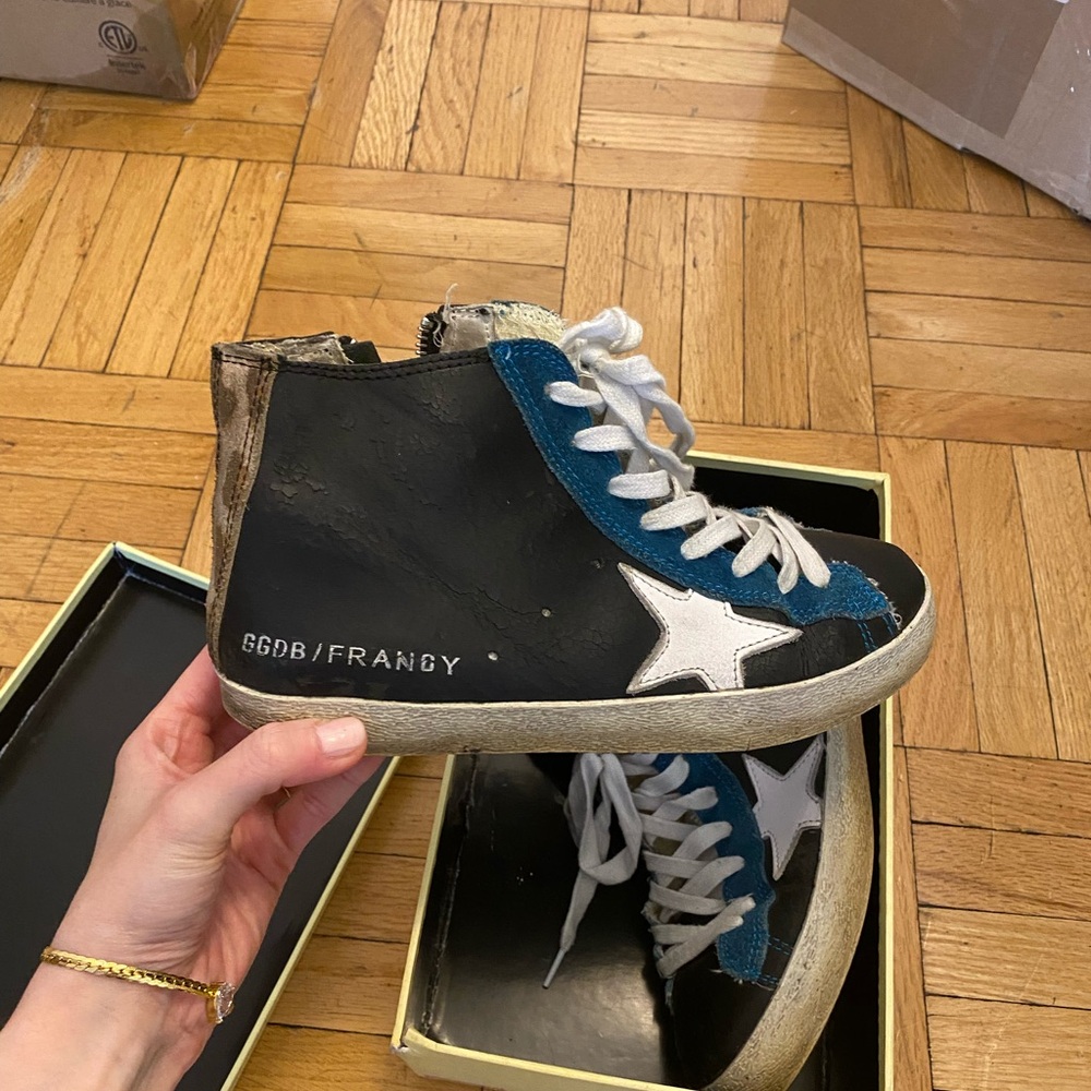 Golden Goose Francy High-Top Sneakers - Black and Blue
